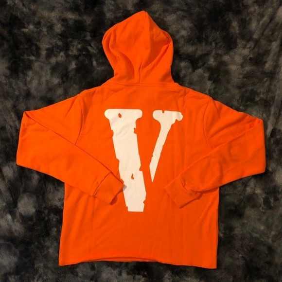 White and orange vlone hoodie hotsell
